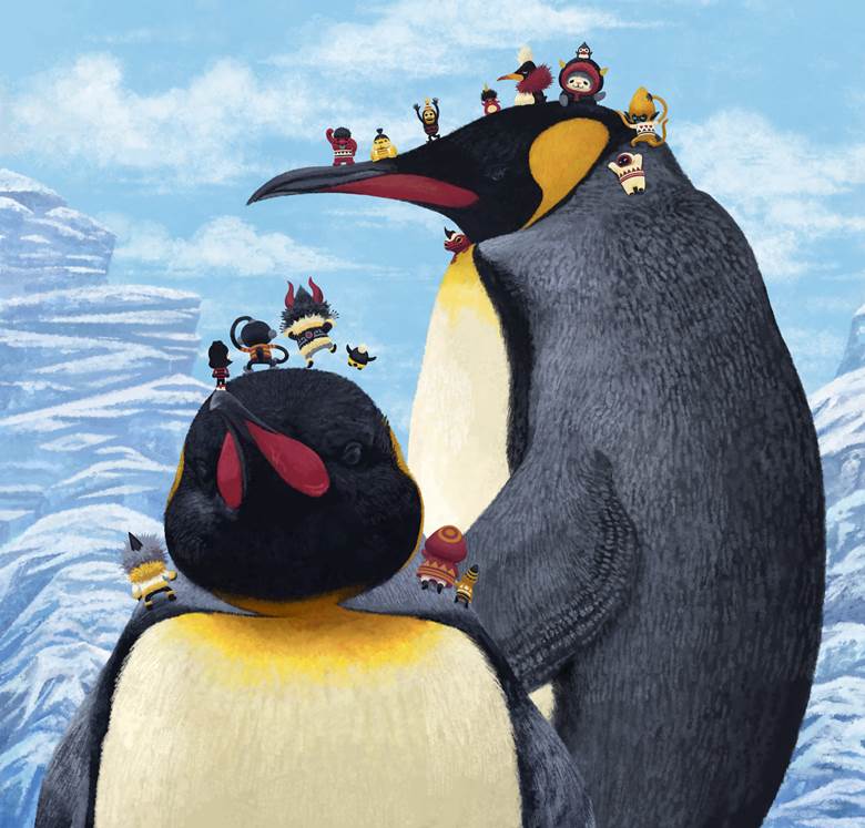 可爱的动物，极地企鹅插画图片