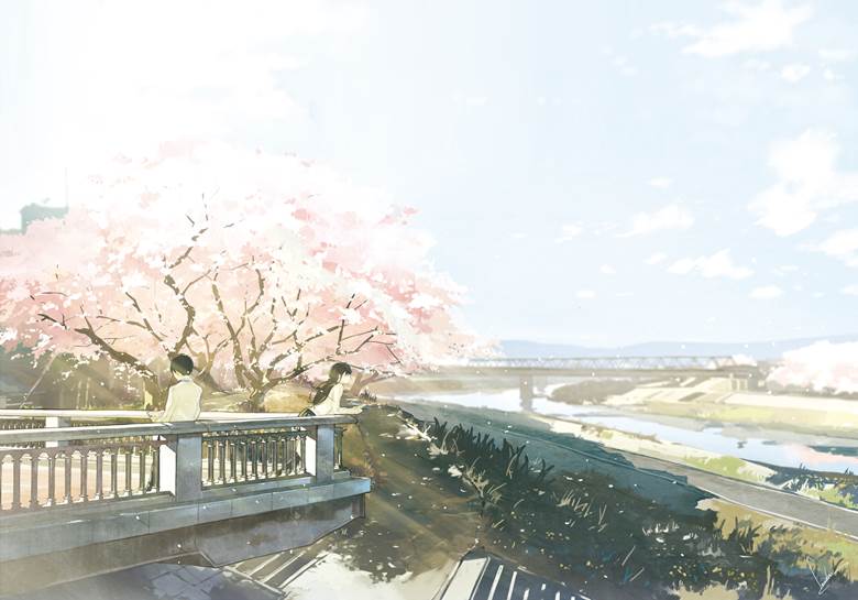 春天最让人着迷的樱花美景插画