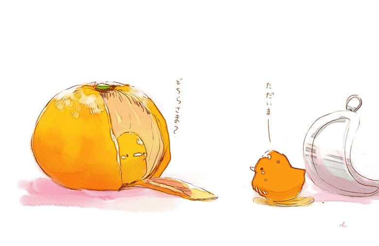 甜点小鸡吃橘子，p站插画チャイ作品