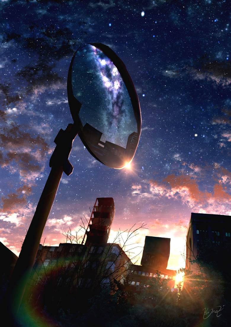 夕镜の星空|クメキ的夕阳插画图片