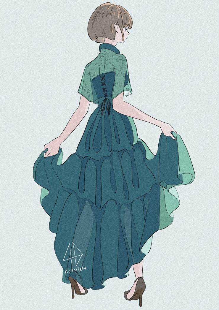 可爱的连衣裙女孩pixiv插画图片