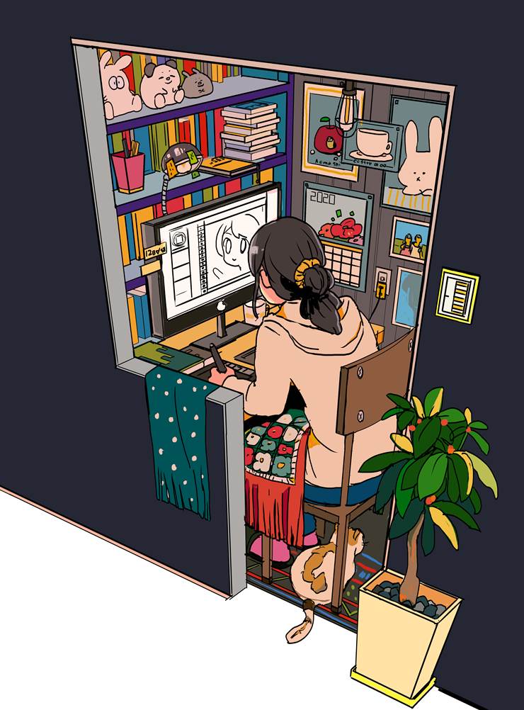 仕事部屋|ASCAN的房间插画图片