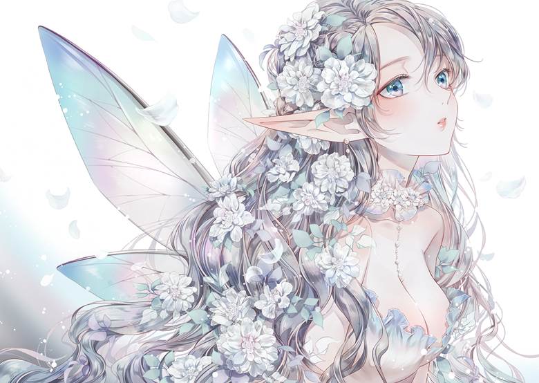 Fairy|白谷ゆう的花和女孩插画图片