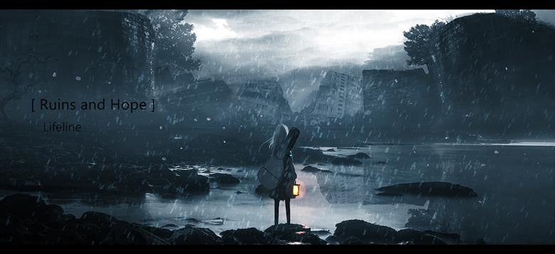 阴天下雨的美景插画图片