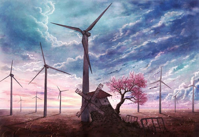 风が泣いた日|コーラ的风车插画图片